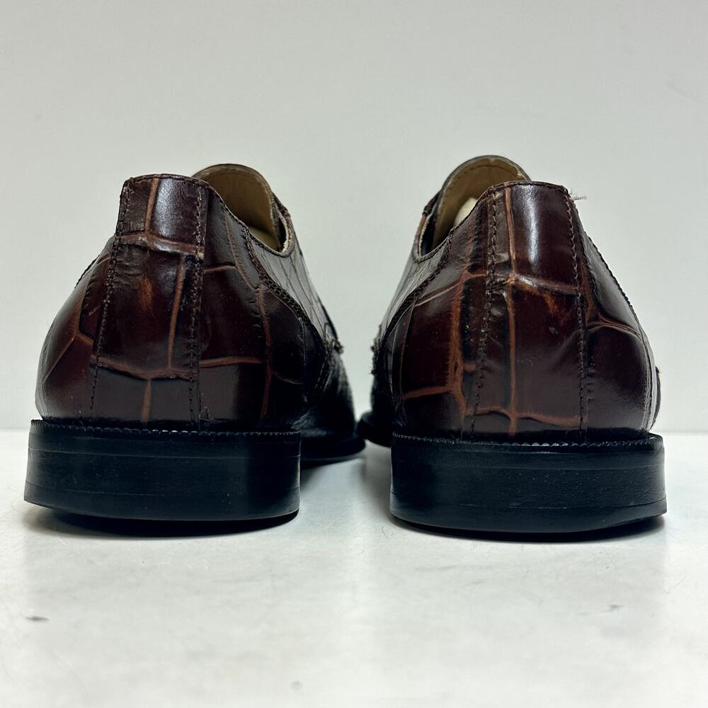 X EUC Stacy Adams Brown Snakeskin Cap Toe Derby Exotic Men's 10.5 D - Picture 7 of 12